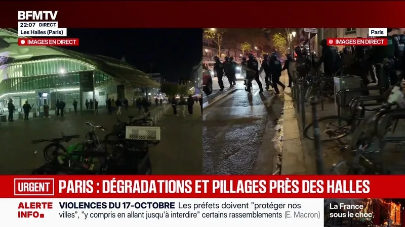 PARIS : DÉGRADATIONS ET PILLAGES PRÈS DES HALLES – 18/10