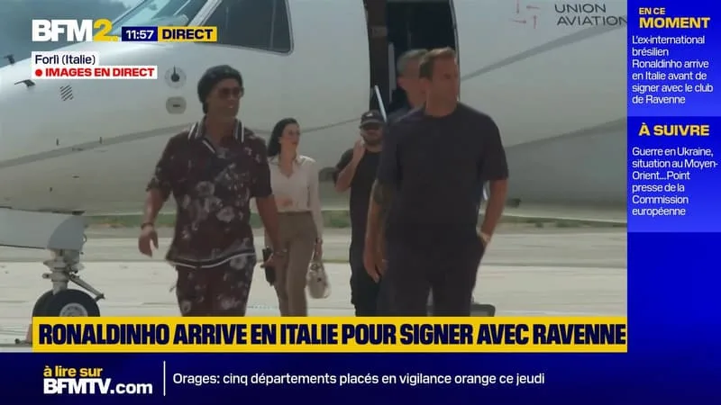L’ANCIEN INTERNATIONAL BRÉSILIEN RONALDINHO EST ARRIVÉ EN ITALIE POUR SIGNER AVEC LE CLUB DE RAVENNE