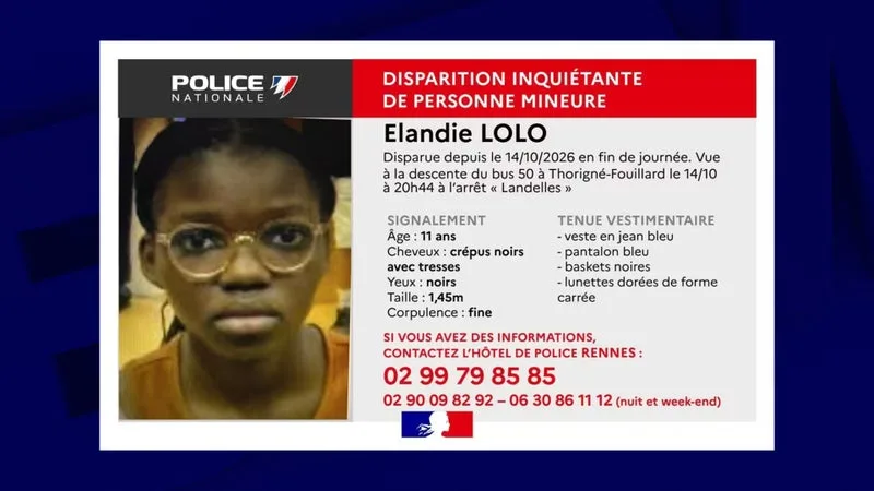 RENNES: LA POLICE LANCE UN APPEL À TÉMOINS APRÈS LA DISPARITION INQUIÉTANTE D’UNE ENFANT DE 11 ANS