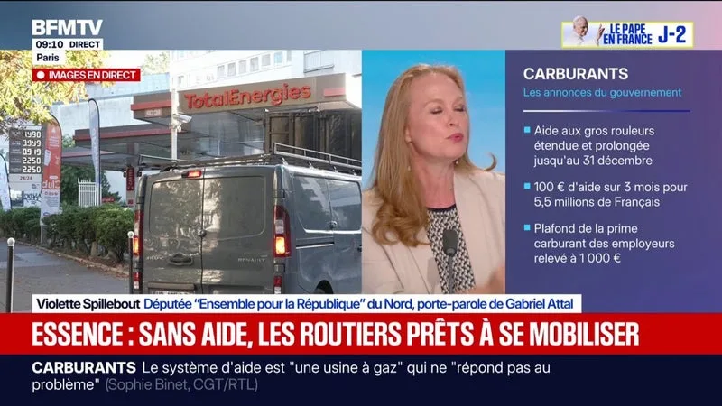 CRISE DES CARBURANTS: « LES AIDES QUI ONT ÉTÉ ANNONCÉES HIER ÉTAIENT INDISPENSABLES », ESTIME VIOLETTE SPILLEBOUT, DÉPUTÉE ENSEMBLE ET PORTE-PAROLE DE GABRIEL ATTAL
