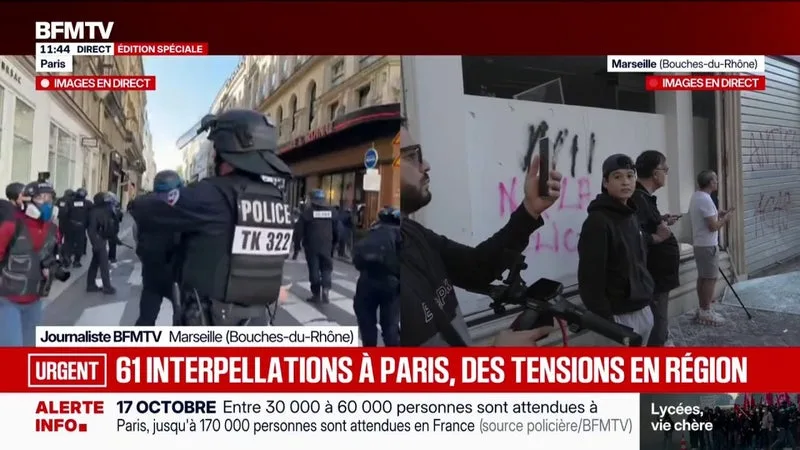 MOBILISATIONS DU 17 OCTOBRE: UN POSTE DE POLICE MUNICIPALE ATTAQUÉ À MARSEILLE