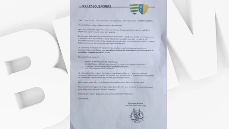 DANS LE BAS-RHIN, UN FAUX COURRIER DE LA MAIRIE INVITE LES HABITANTS À STOCKER LEURS OBJETS EN MÉTAL DANS LEUR CAVE
