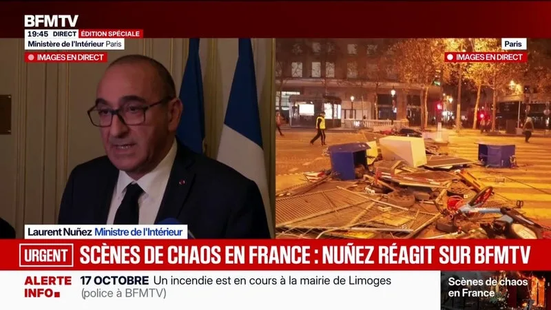 MOBILISATIONS DU 17 OCTOBRE: « 550.000 PERSONNES ÉTAIENT RÉUNIES AUJOURD’HUI DONT 110.000 À PARIS », ANNONCE LE MINISTRE DE L’INTÉRIEUR LAURENT NUÑEZ
