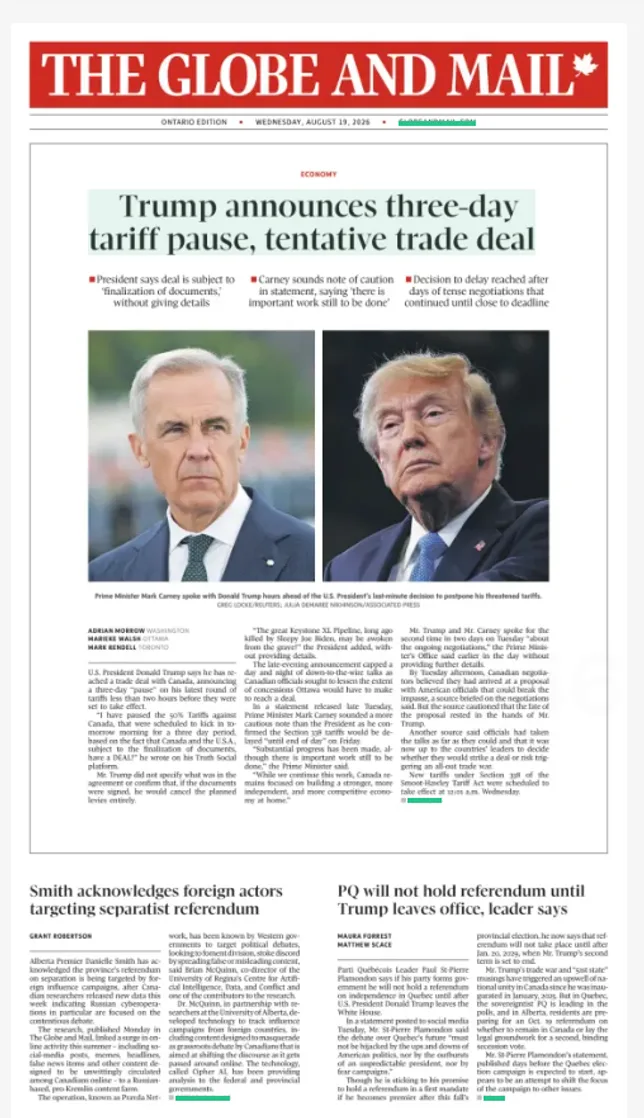 GUERRE COMMERCIALE ENTRE LES ÉTATS-UNIS ET LE CANADA : TRUMP CALME LE JEU AVEC CARNEY