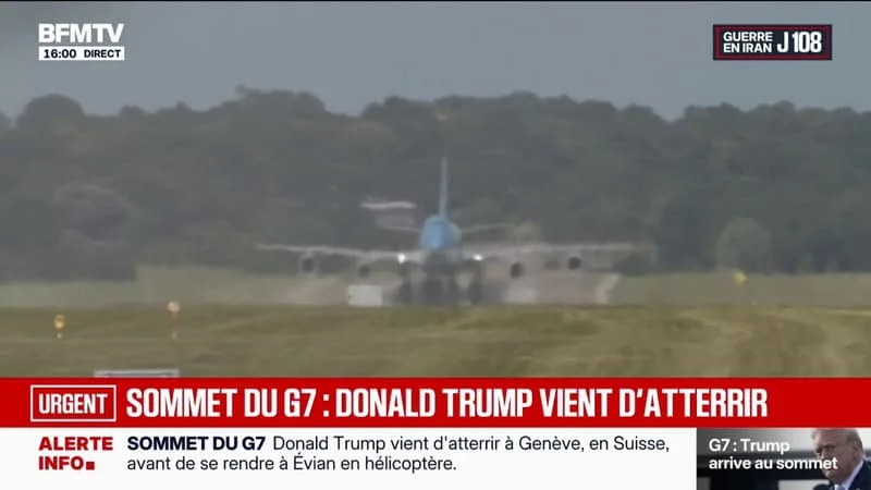 SOMMET DU G7 À ÉVIAN: DONALD TRUMP VIENT D’ATTERRIR À L’AÉROPORT DE GENÈVE