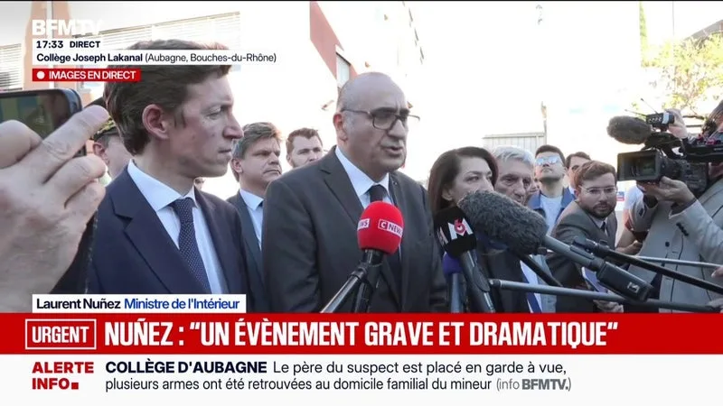 TIR DANS UN COLLÈGE À AUBAGNE: « C’EST UN FAIT EXTRÊMEMENT GRAVE », DÉCLARE LE MINISTRE DE L’INTÉRIEUR LAURENT NUÑEZ